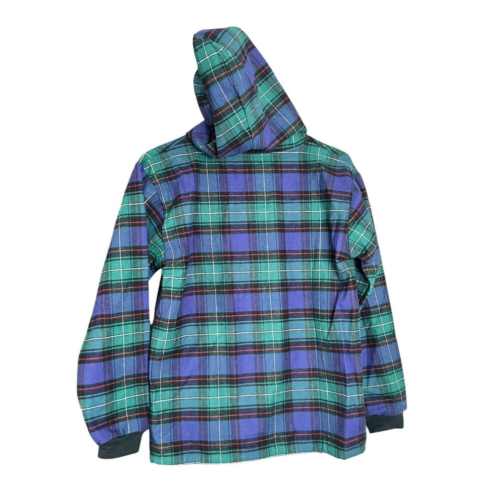 The Vermont Flannel Company 1/4 Button Up Plaid Hoodie Pullover Youth M (10-12) - Picture 8 of 10